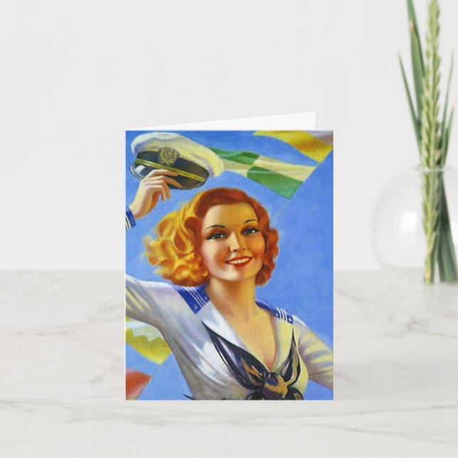 Reser lycklig kryssning för det Retro Kort (Framsida)