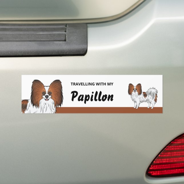 Reser med min röda sable Papillon-hund Bildekal (På Bil)