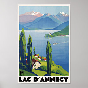 Reser Retro frankriken för fridsam sjöAnnecy Poster