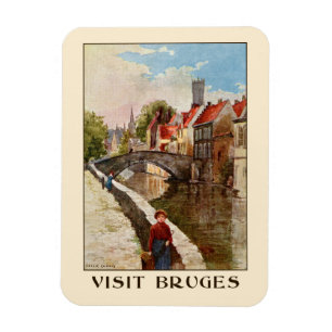 Reser retro stil Bruges för vintage annonsen Magnet