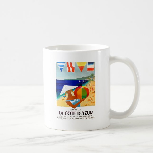 Reser Visitez LaCote d'Azur fransk 1957 affischen Kaffemugg (Höger)