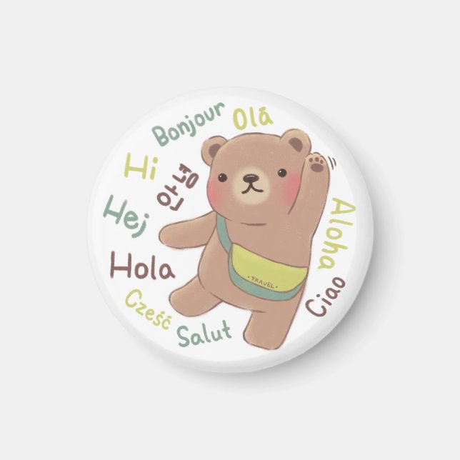 Reserbjörn: Hälsning Illustration Magnet (Framsidan)