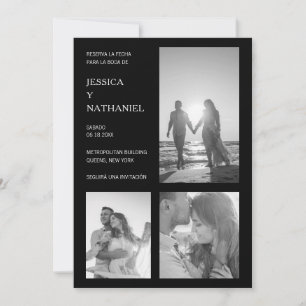 Reserva La Fecha Black Photo Collage spansk Spara Datumet