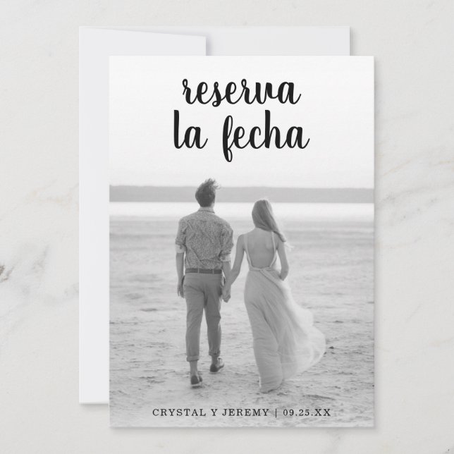 Reserva La Fecha Black Script Photo Spain Spara Datumet (Framsida)