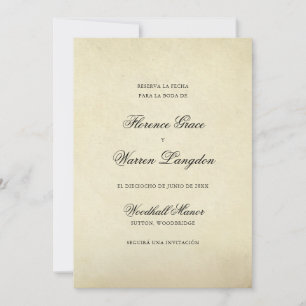 Reserva La Fecha Elegant Beige Vintage Spanska Spara Datumet