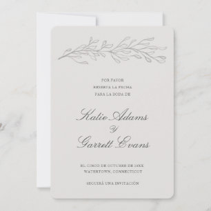 Reserva la Fecha Elegant Simple Grått Spanska Spara Datumet