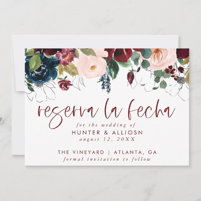 Reserva La Fecha Modern FloralInvestigation Spara  Spara Datumet (Framsida)