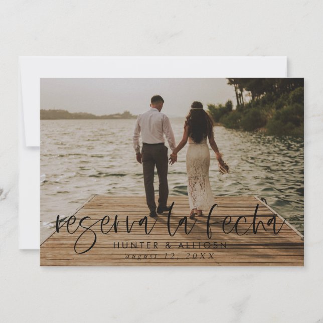 Reserva La Fecha Modern Fotoinbjudan Spara Datumet (Framsida)