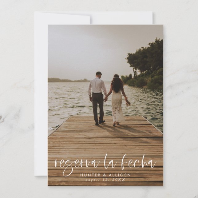 Reserva La Fecha Modern Fotoinbjudan Spara Datumet (Framsida)