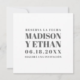 Reserva La Fecha Modern Grått och White Spain Spara Datumet