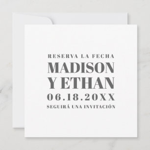 Reserva La Fecha Modern Grått och White Spain Spara Datumet