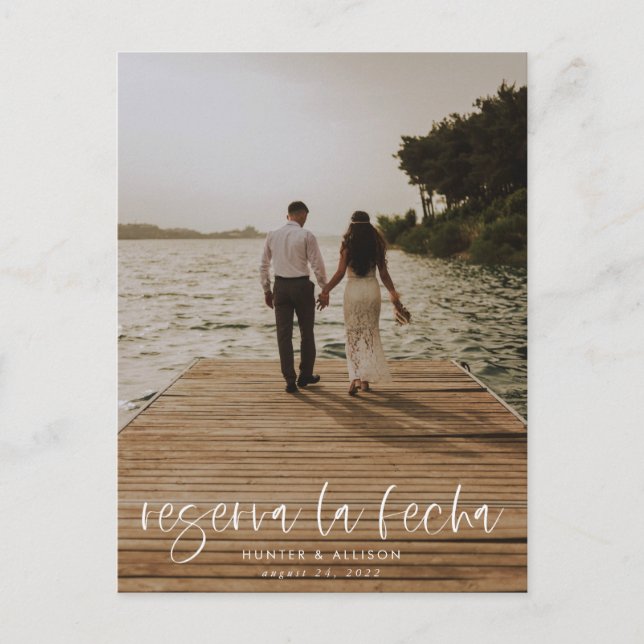 Reserva La Fecha Modern Photo PostCard Meddelande Vykort (Framsida)