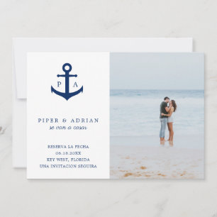 Reserva La Fecha Nautical Anchor Monogram Photo Spara Datumet