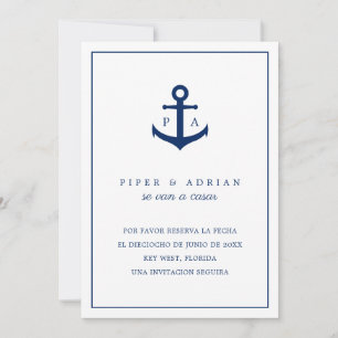 Reserva La Fecha Nautical Anchor Monogram (Spanien Spara Datumet