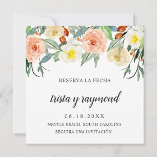 Reserva La Fecha Peach-Blommigten Botaniska spansk Spara Datumet