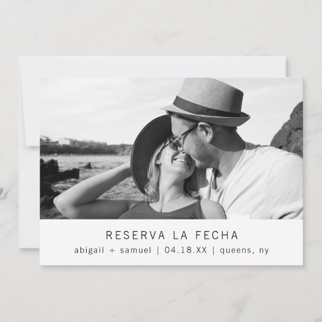 Reserva La Fecha Photo minimalist Spanska Bröllop Spara Datumet (Framsida)