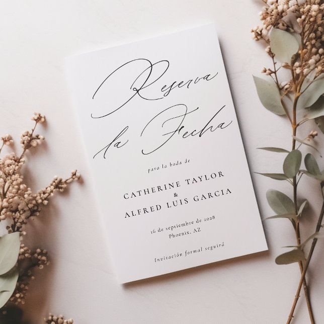 Reserva La Fecha Spanis Script Bröllop Photo Spara Datumet (Skapare uppladdad)