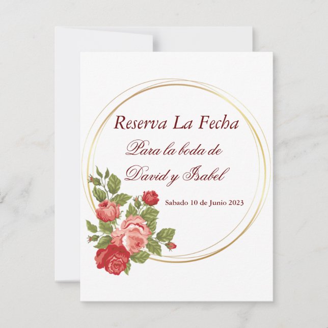 Reserva La Fecha (Spanska spara datumet) Datumet (Framsida)