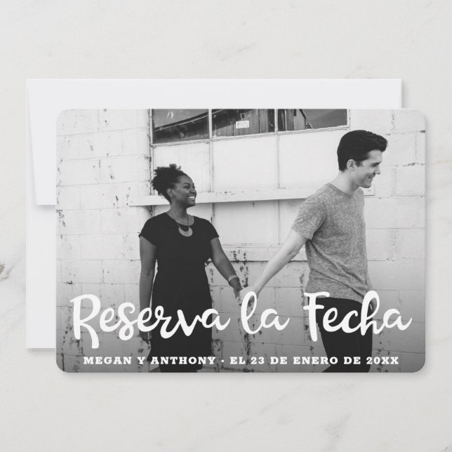 Reserva la Fecha White Text Overlay Photo Spain Spara Datumet (Framsida)