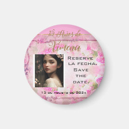 Reserve la fecha /Save Date en Rosa y Oro Magnet