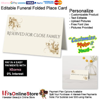 Reserved for Close Family Memorial Funeral Folded Placeringskort
