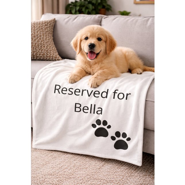 Reserved for the Dog Custom Name Pillow Fleecefilt (Skapare uppladdad)