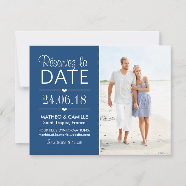 Réserver la Date du Mariage | Cartes Avec Photo Inbjudningar (Framsida)
