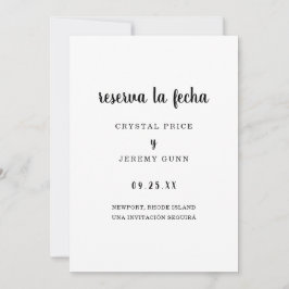 Reservera datum Simple Black and White spanska Spara Datumet