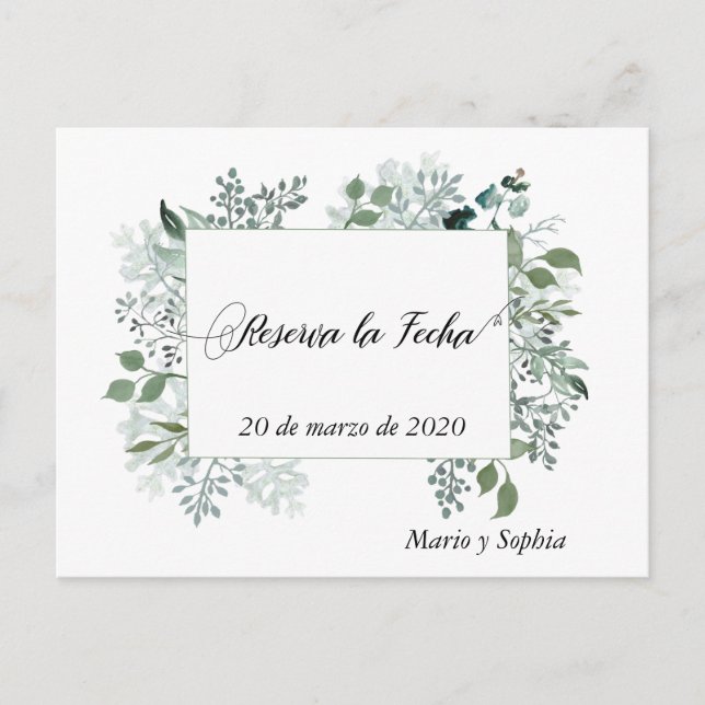 Reservera datumet Spara datum Meddelande Vykort (Framsida)