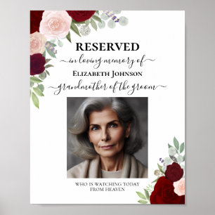 Reserverad Älskad en i himlen Röd Blommig Bröllop Poster