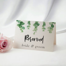 Reserverad Bride & Groom Eucalyptus Bröllop