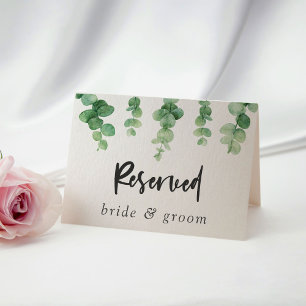 Reserverad Bride & Groom Eucalyptus Bröllop Hälsningskort