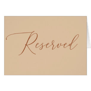 Reserverad bröllopsskylt Elegant skript Peach Sa OBS Kort
