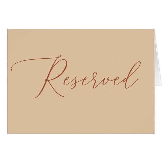 Reserverad bröllopsskylt | Elegant skript Peach Sa OBS Kort (Framsidan Horizontal)