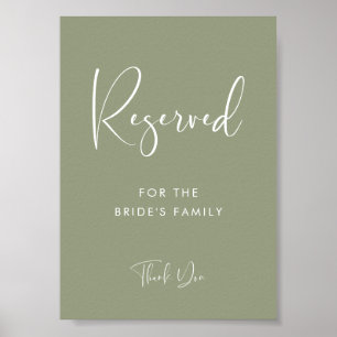 Reserverad elegant & Modern Sage Grönt bröllop Poster