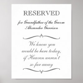 Reserverad farfar till Groom Memorial Bröllop Poster
