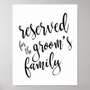 Reserverad för Grooms Family 8x10 Bröllop-tecken Poster
