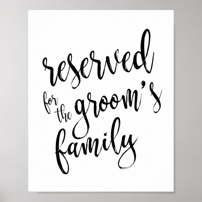 Reserverad för Grooms Family 8x10 Bröllop-tecken Poster (Framsidan)