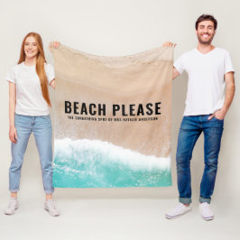 Reserverad havstrandgåva Sommerlig typografi  Fleecefilt