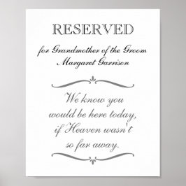 Reserverad Mormor/Minnesgudstjänst Bröllop Poster