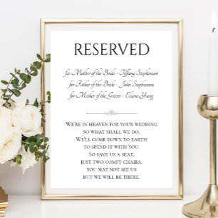Reserverad ordförande med Namn Memorial Bröllop Poster