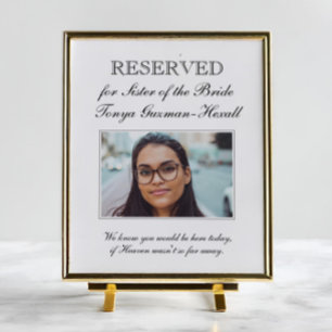 Reserverad sätessida för Bride Memorial Bröllop Poster