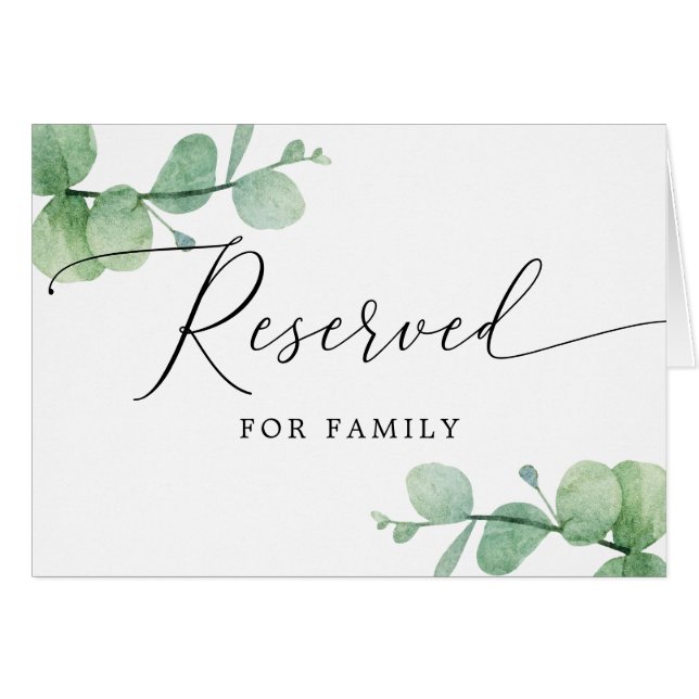 Reserverad skylt | Elegant eucalyptus trädgård brö OBS Kort (Framsidan Horizontal)
