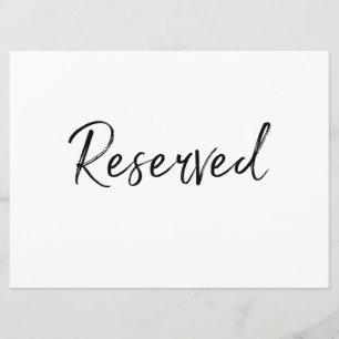 "Reserverad" skylt Stilfull handskriven text Inbjudningar