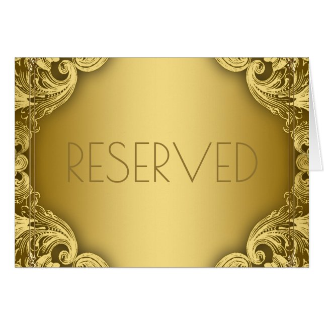 Reserverade sittplatskort Elegant Guld OBS Kort (Framsidan Horizontal)