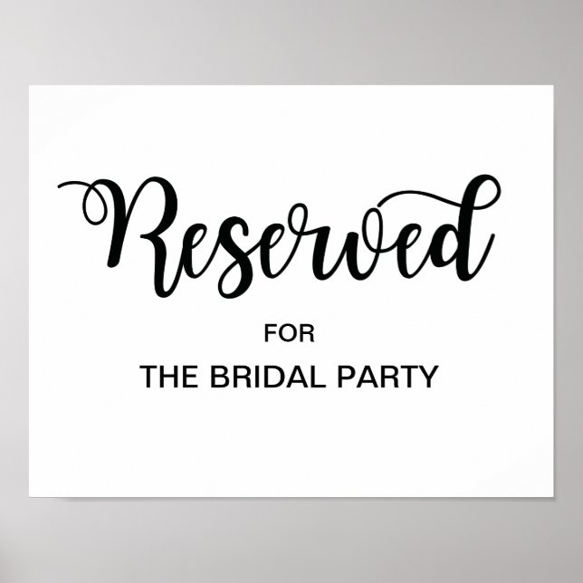 Reserverat Bord Bröllop-tecken | Modern kalligrafi Poster (Framsidan)