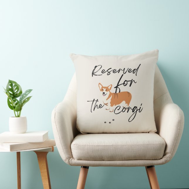 'Reserverat för Corgin' Roligt Corgi-present Kudde (Stol)