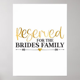 Reserverat för familjen Brides White Guld Bröllop Poster