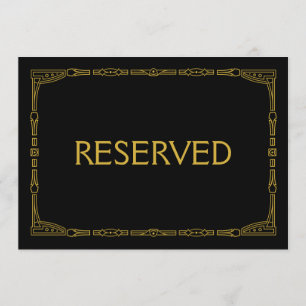 "Reserverat" Guld Art Deco Stil Bröllopsskylt Inbjudningar