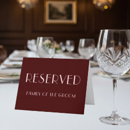 Reserverat platskort för Maron och blek rosa bröll Kort